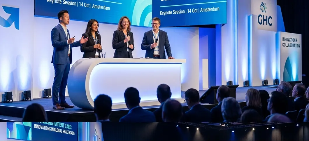 Healthcare professionals recognised on stage at a congress